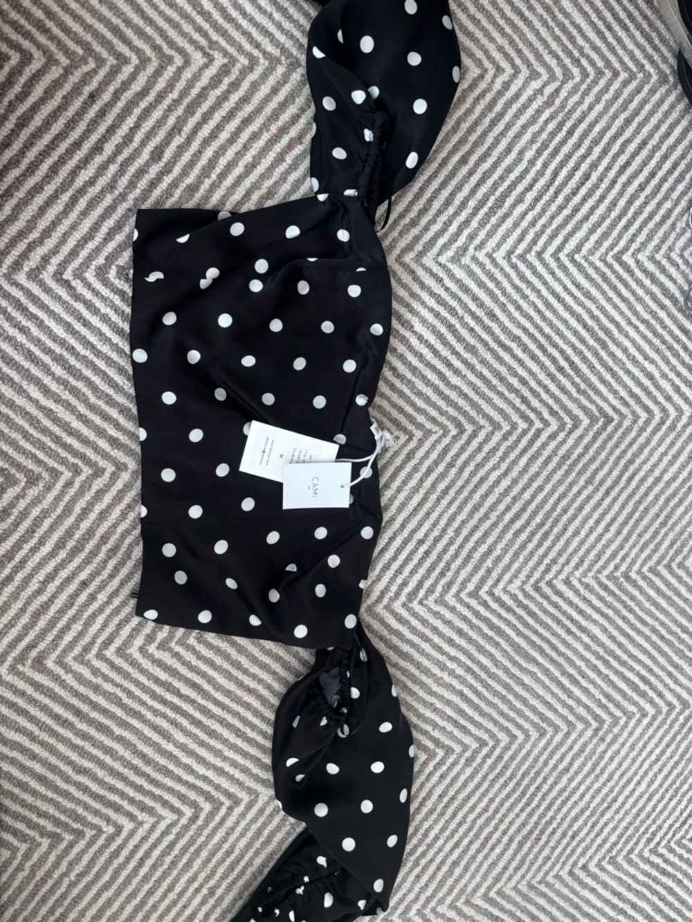 Cami NYC Black and White Polka crop top 100% silk size medium